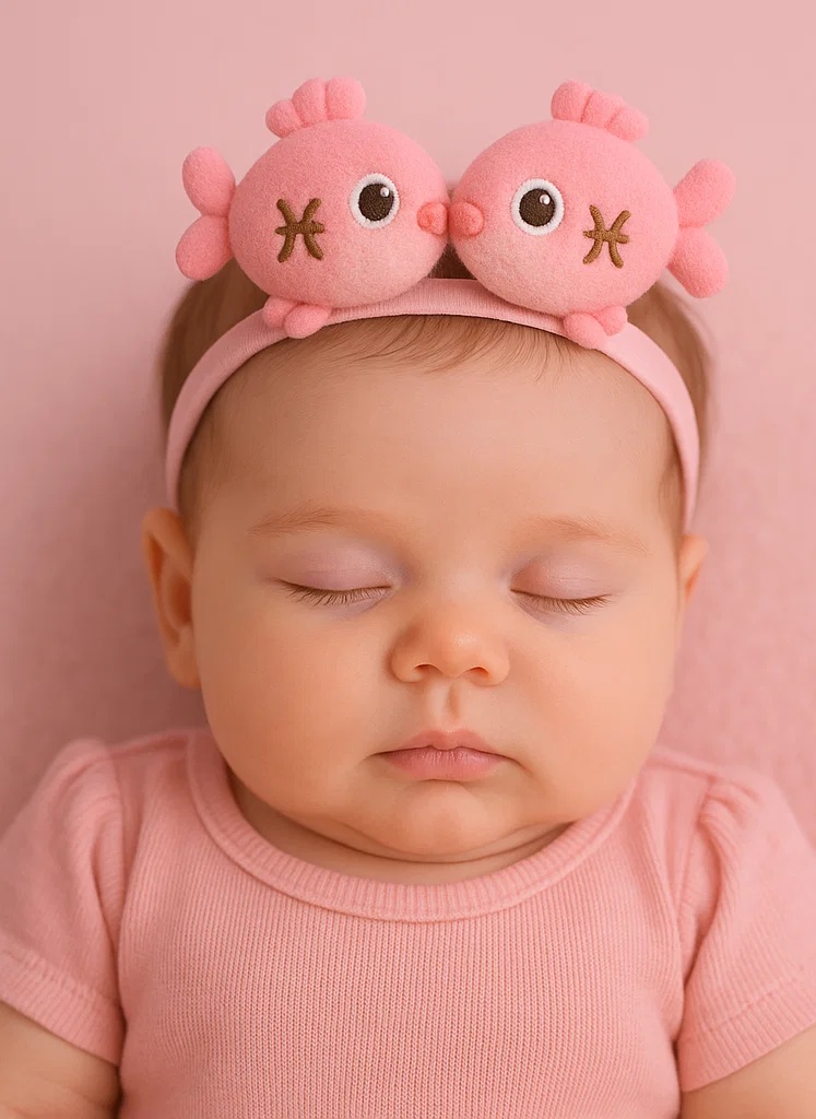 Cute Pink Fish Baby Headband for Girls – Soft Plush Infant Hairband