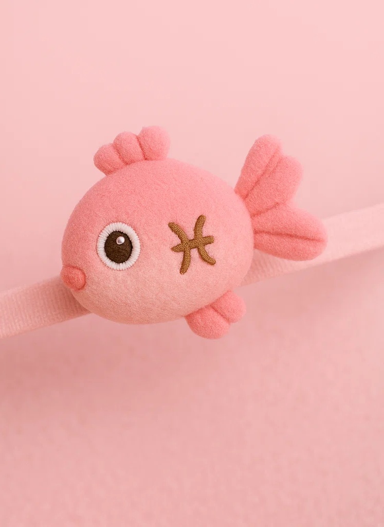 Cute Pink Fish Baby Headband for Girls – Soft Plush Infant Hairband