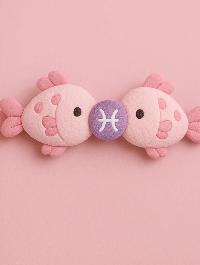 Pisces Zodiac Fish Plush Baby Headband – Pink Cartoon Newborn Hairband