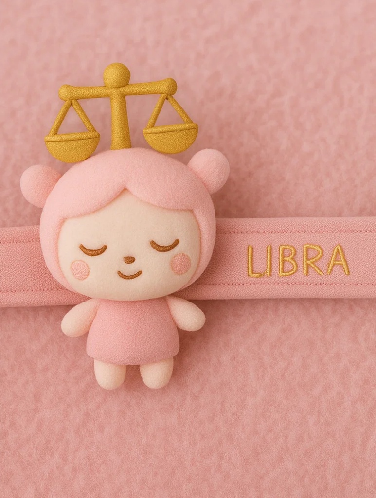 Libra Zodiac Ram Plush Baby Headband – Soft Pink Astrology Hairband for Newborns