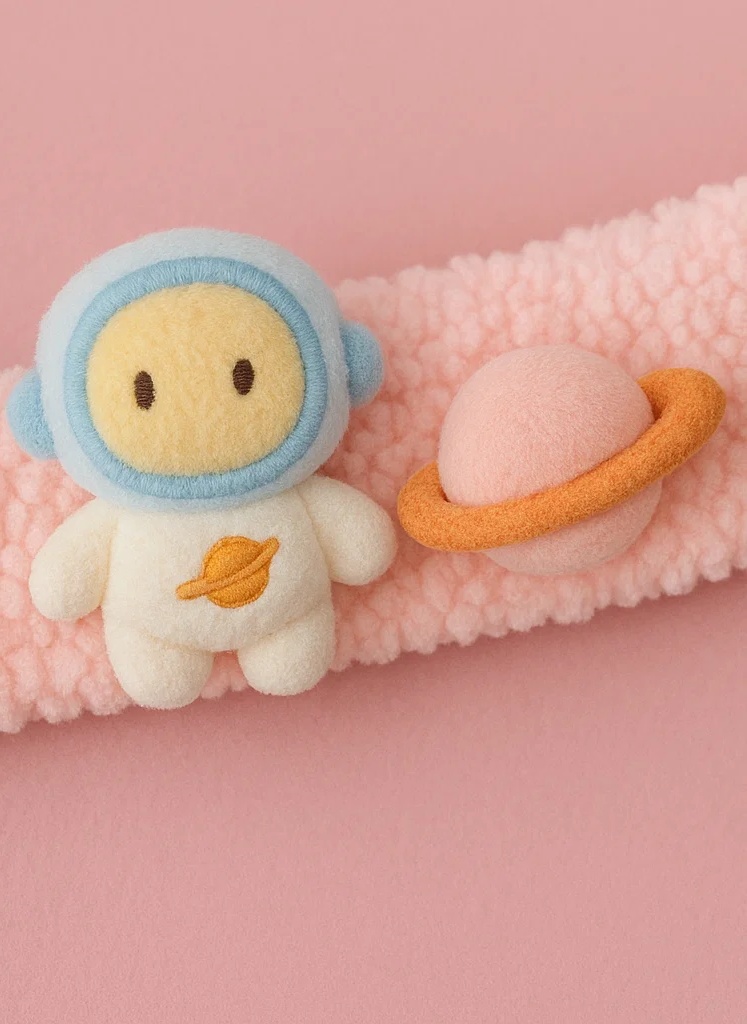 Space Astronaut and Planet Plush Baby Headband – Cute Galaxy Newborn Hairband