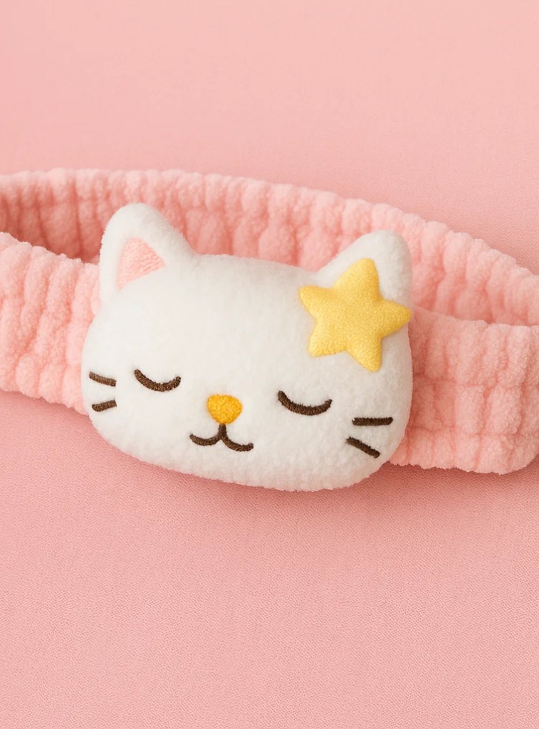 Diadema de felpa para bebé de gato estrella – Cinta suave con animal de dibujos animados para recién nacidos y bebés