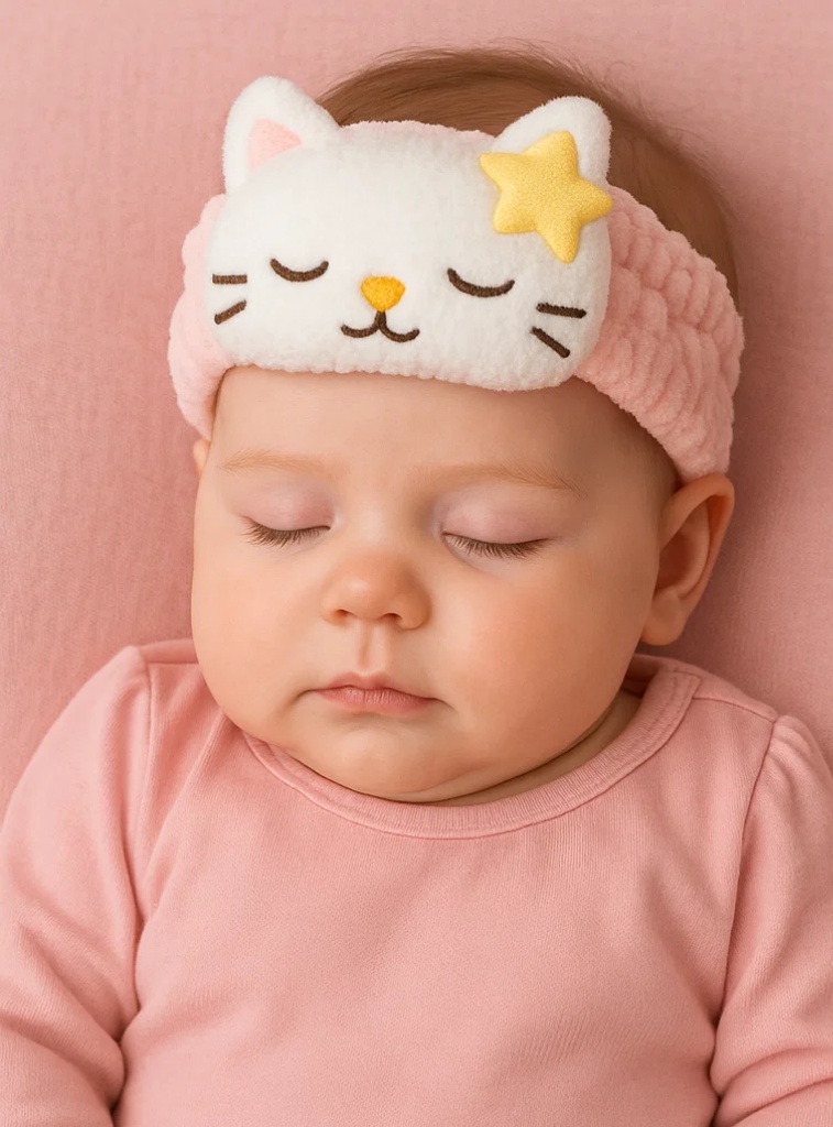 Diadema de felpa para bebé de gato estrella – Cinta suave con animal de dibujos animados para recién nacidos y bebés