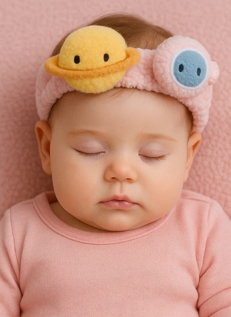 Bandeau bébé peluche astronaute et planète – Joli bandeau galaxie pour nouveau-né