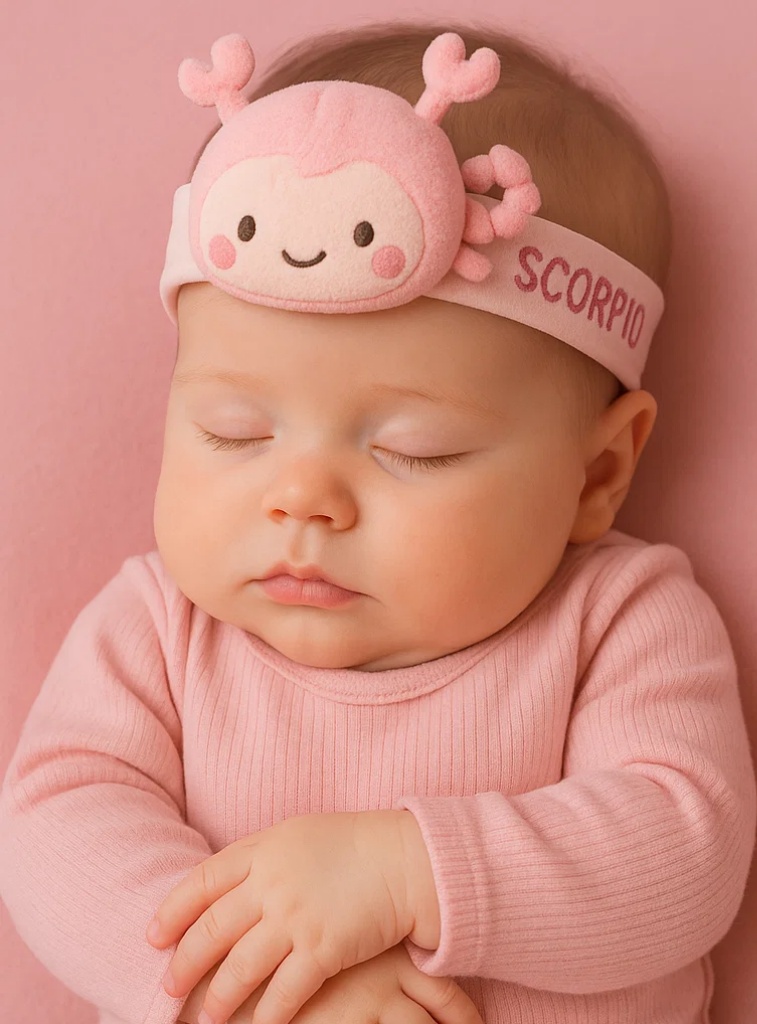 Cute Scorpio Plush Baby Headband – Soft Zodiac Scorpion Cartoon Headwrap for Newborns & Infants