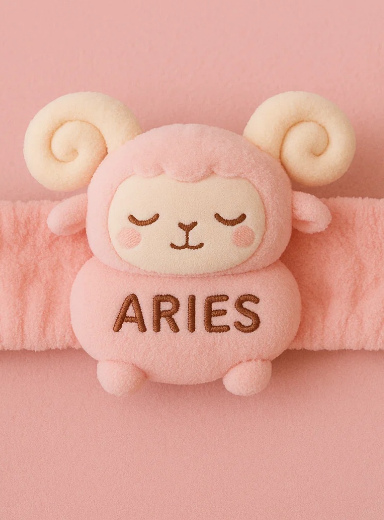 Cute Aries Plush Baby Headband – Soft Zodiac Ram Cartoon Headwrap for Newborns & Infants