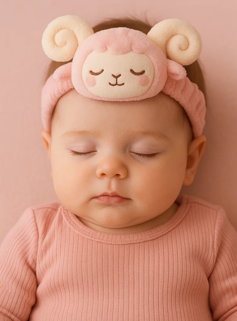 Cute Aries Plush Baby Headband – Soft Zodiac Ram Cartoon Headwrap for Newborns & Infants