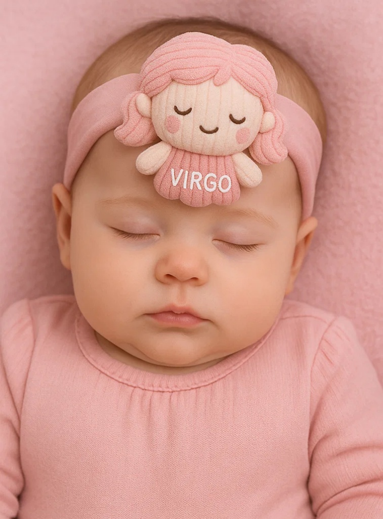 Cute Virgo Plush Baby Headband – Soft Zodiac Girl Cartoon Headwrap for Newborns & Infants