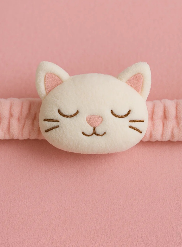 Faixa de Cabelo de Pelúcia Gato Estrela para Bebês – Faixa de Animal de Desenho Animado Macia para Recém-nascidos e Bebês