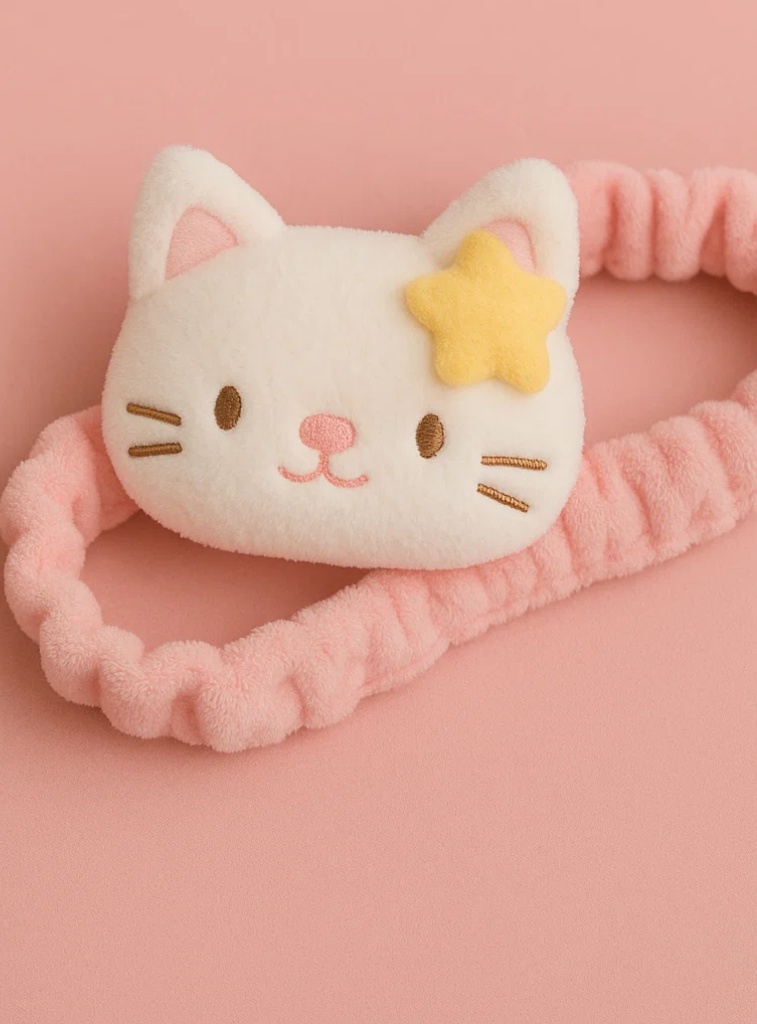 Bandeau en peluche Chat Étoile pour bébé – Bandeau doux à motif animalier pour nouveau-nés et nourrissons