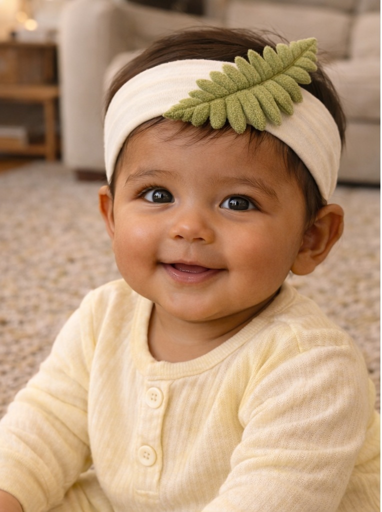 Fern Leaf Baby Headband – Cozy Botanical Style for Baby Essentials Range