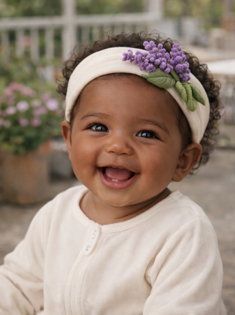 Prémiová dětská čelenka s levandulovým motivem – Ideální pro dárkové sady a přírodní kolekce