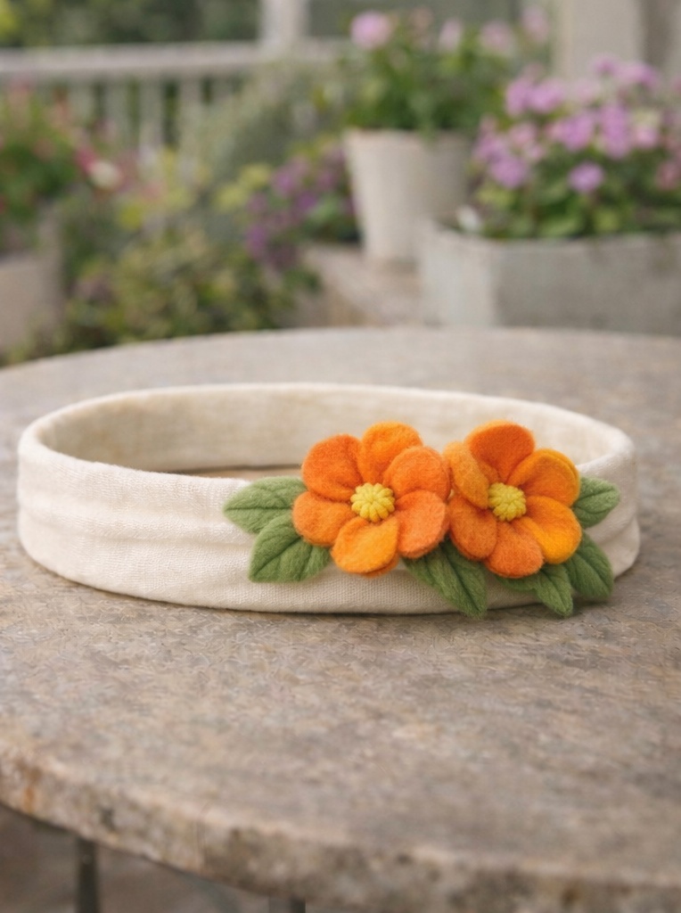 Beebipeapael sametiste oranžide õitega – Fotolavastusteks ja kinkekomplektideks