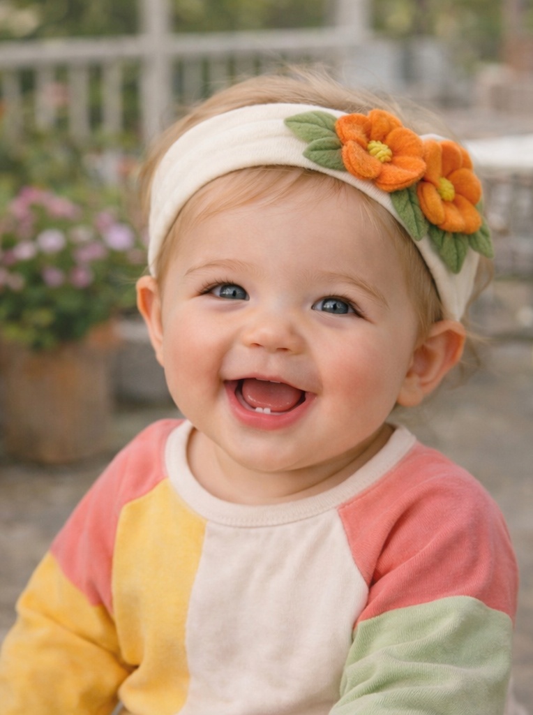 Beebipeapael sametiste oranžide õitega – Fotolavastusteks ja kinkekomplektideks