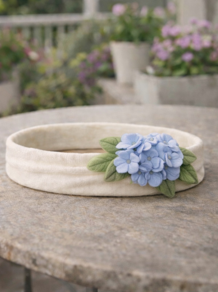 Faixa de cabelo bebê com flor azul – Encanto artesanal para marcas delicadas