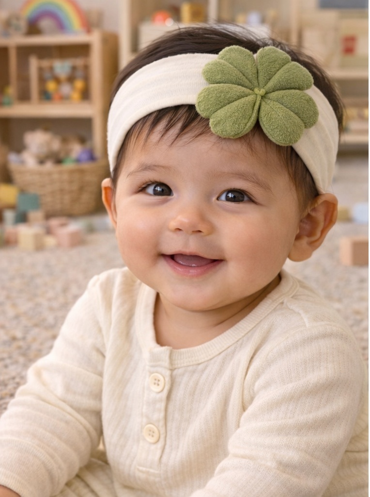 Bentiță pentru bebeluși cu frunză triplă – Stil natural pentru colecții de bază