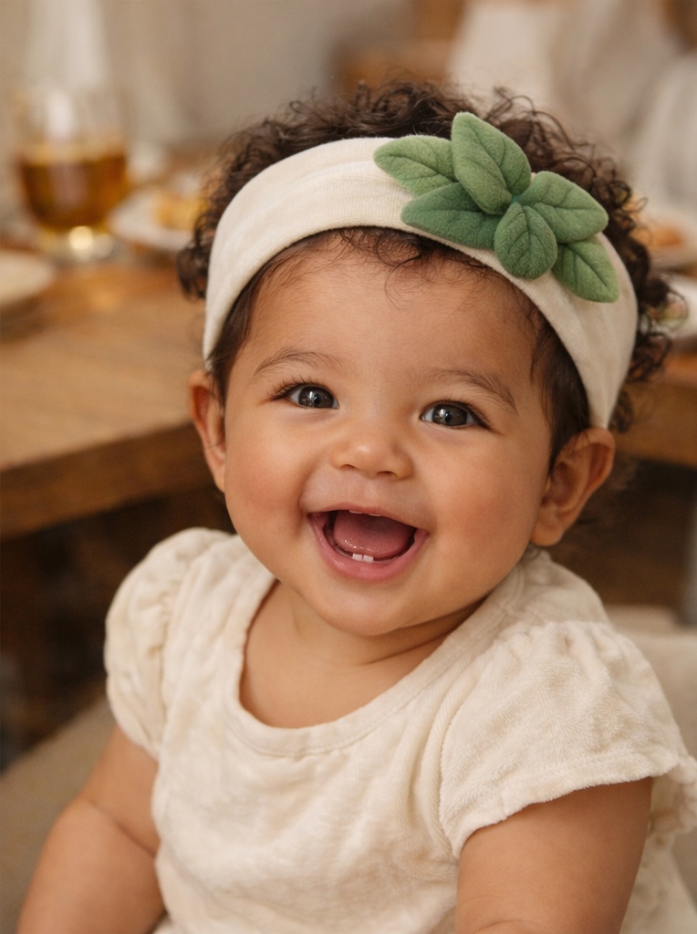 Diadema para bebé con hojas verdes – favorita entre compradores B2B