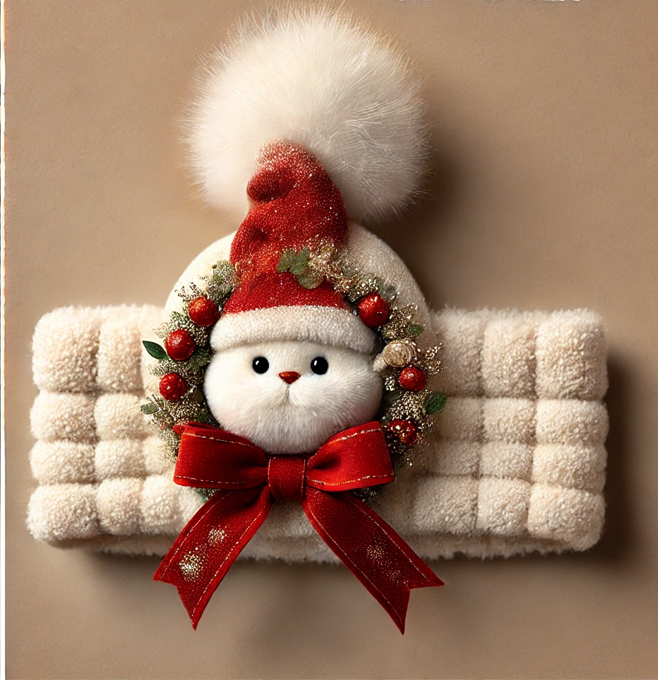 Cute Christmas Baby Headband with Santa Hat and Red Bow