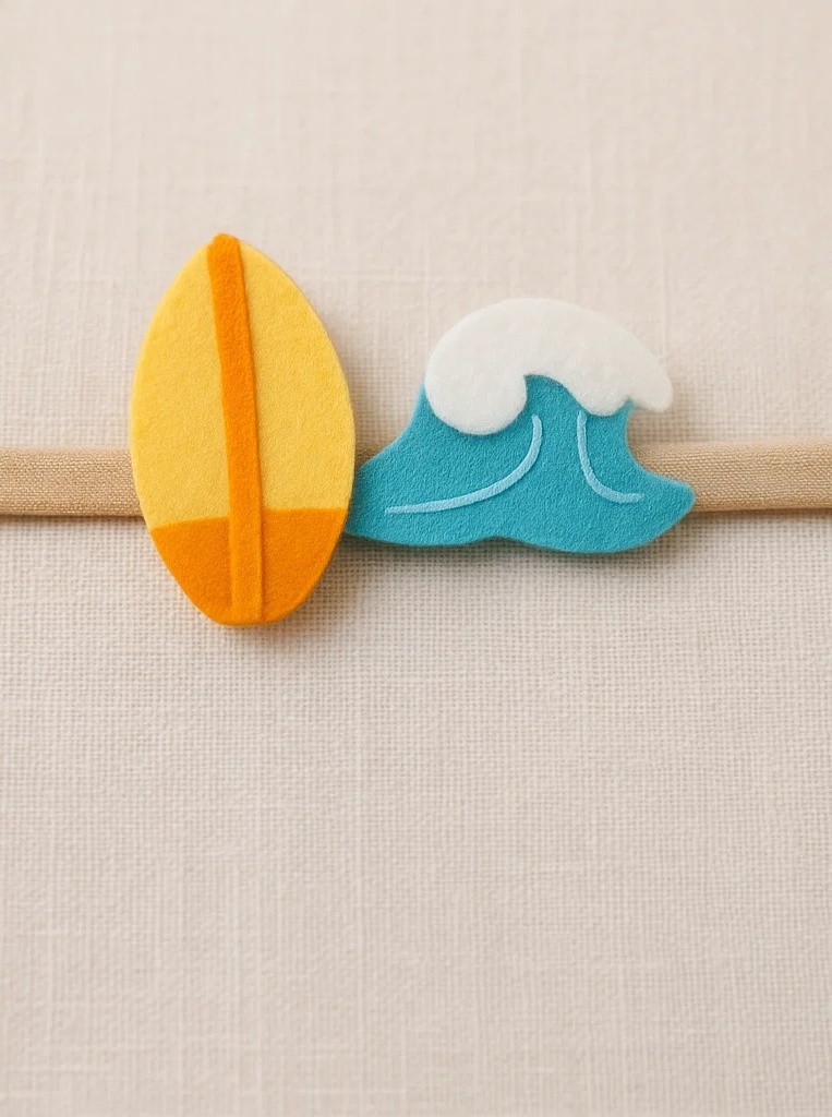 Surfboard & Wave Felt Baby Headband