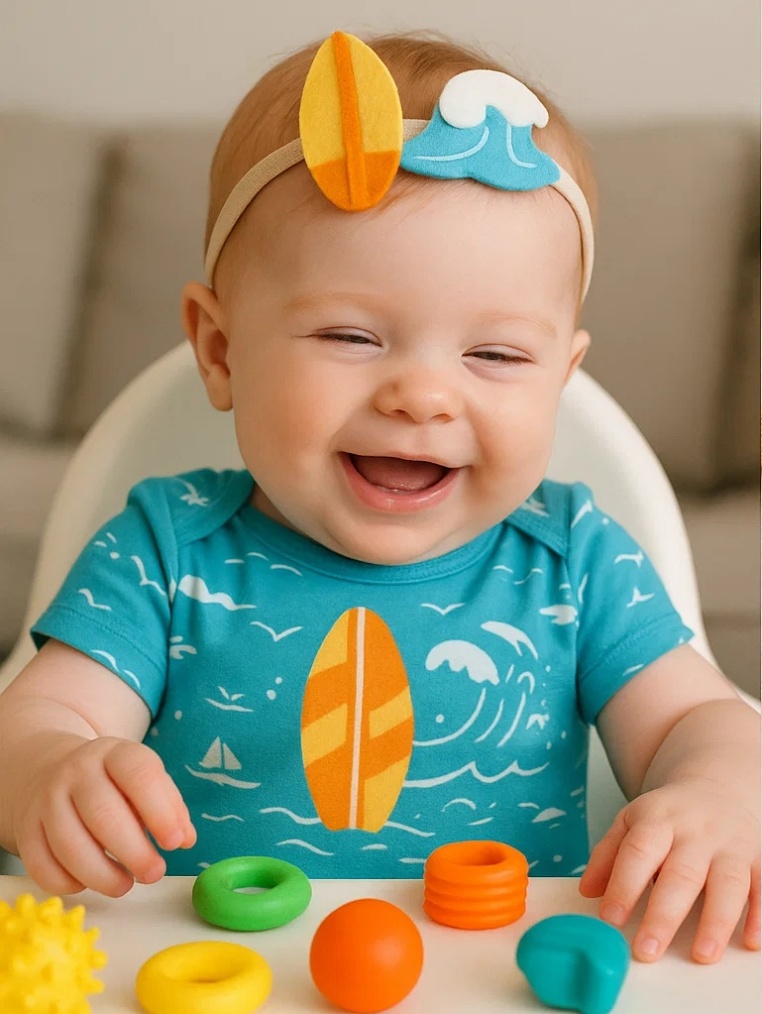 Surfboard & Wave Felt Baby Headband