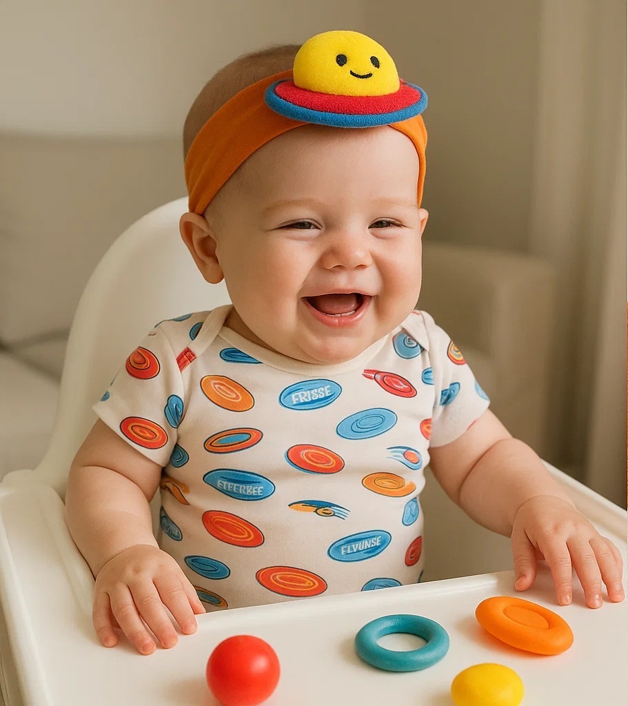 Smiley Planet Baby Headband - Soft Cotton Headband with Fun and Colorful Design