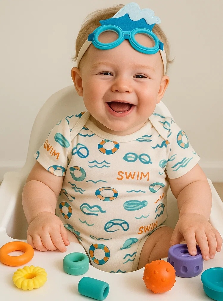 Swim Goggle Baby Headband - Fun and Colorful Headband for Little Swimmers