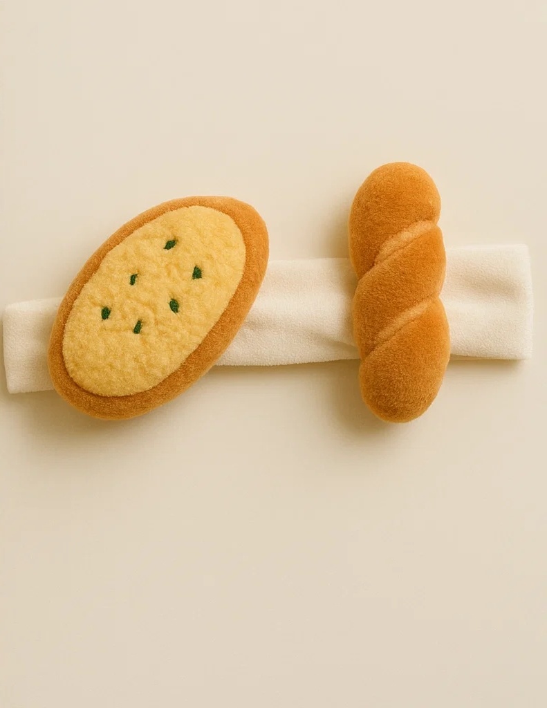 Cheesy Crust & Twist Baby Headband | Playful Plush Bread Look for Infants