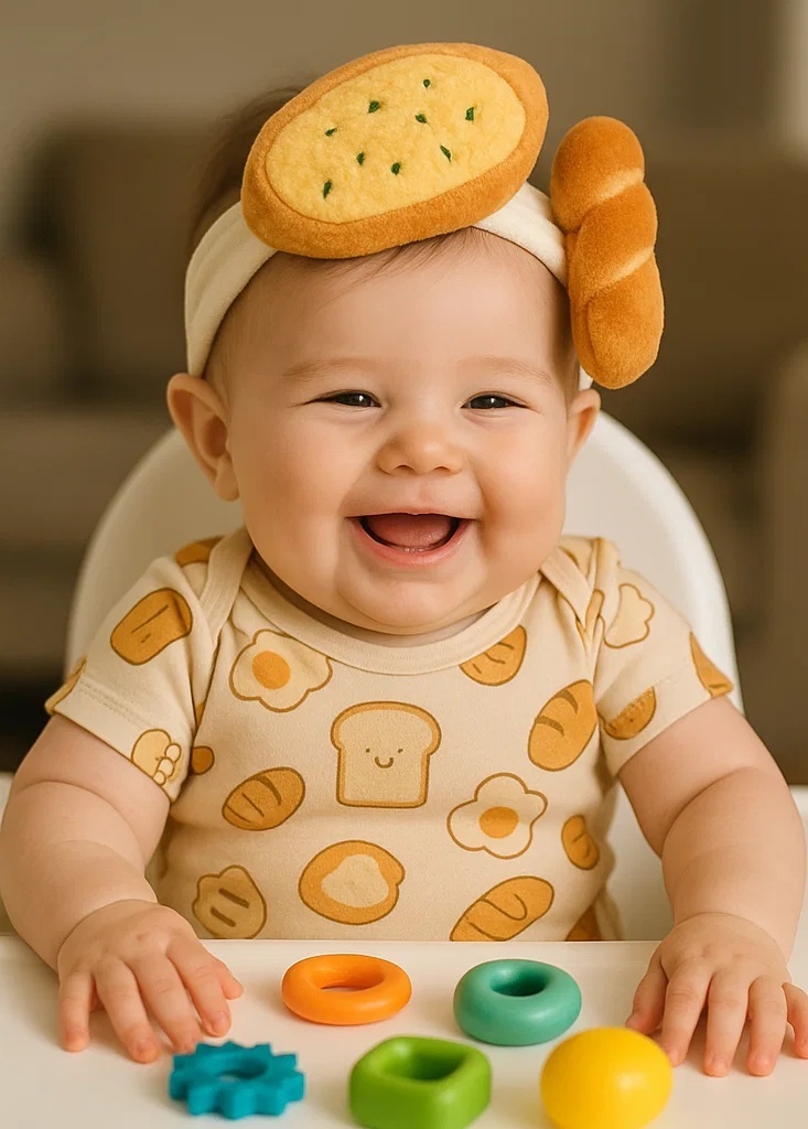 Cheesy Crust & Twist Baby Headband | Playful Plush Bread Look for Infants