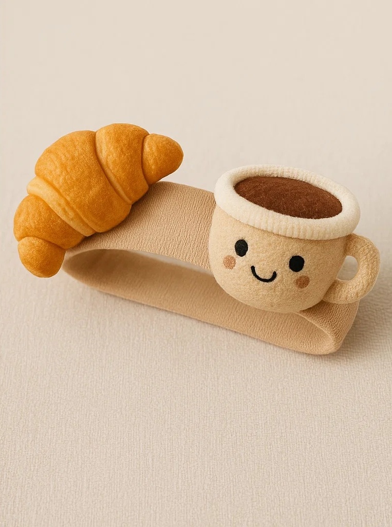 Morning Brew Baby Headband | Plush Coffee & Croissant Style for Cute Mornings