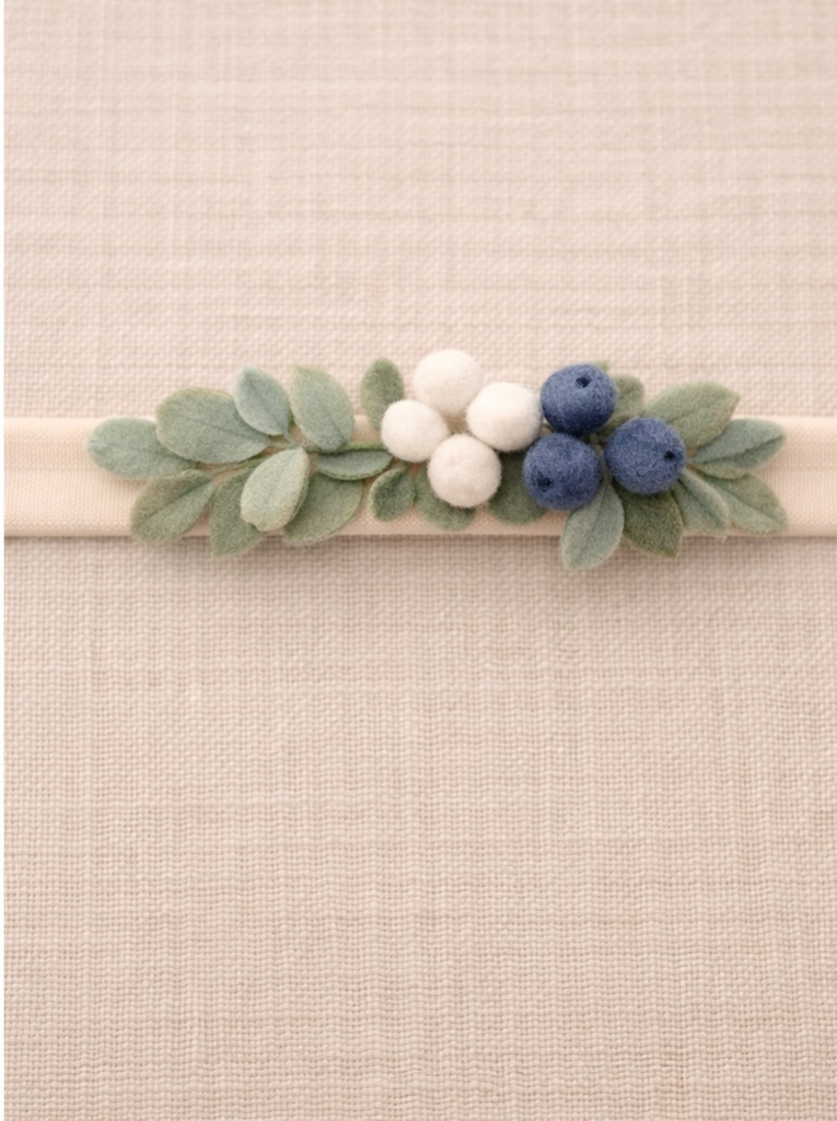 Baby Headband with Blueberries and Leaves