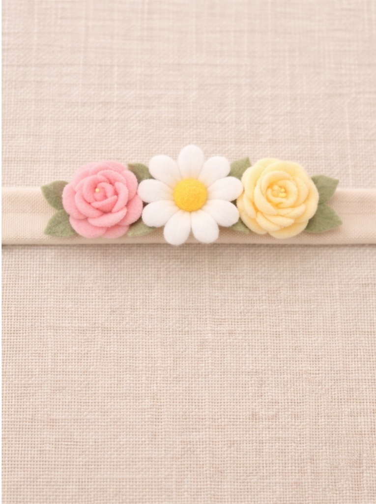 Baby Headband with Pink and Yellow Roses and White Daisy