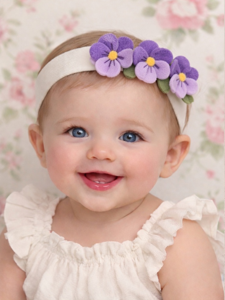 Baby Headband with Purple Violets