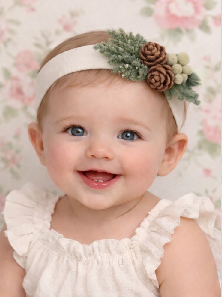 Baby Headband with Pinecones and Greenery