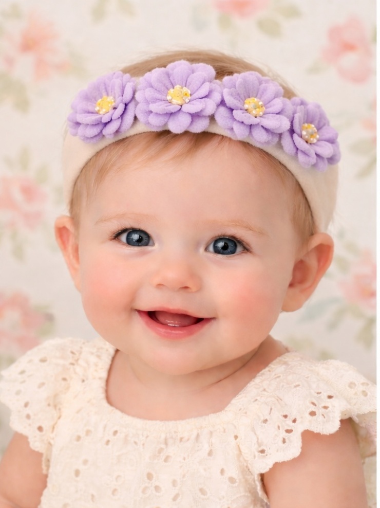Baby Headband with Lavender Flowers