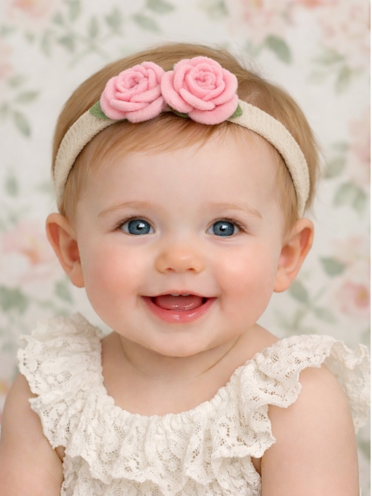 Twin Blush Rose Baby Headband