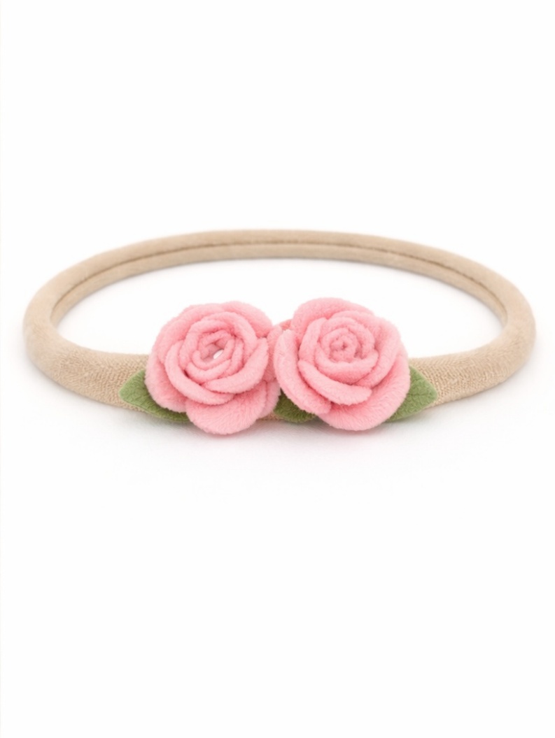 Twin Blush Rose Baby Headband
