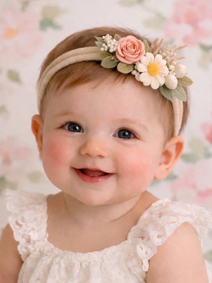 春の花ブーケベビーヘッドバンド