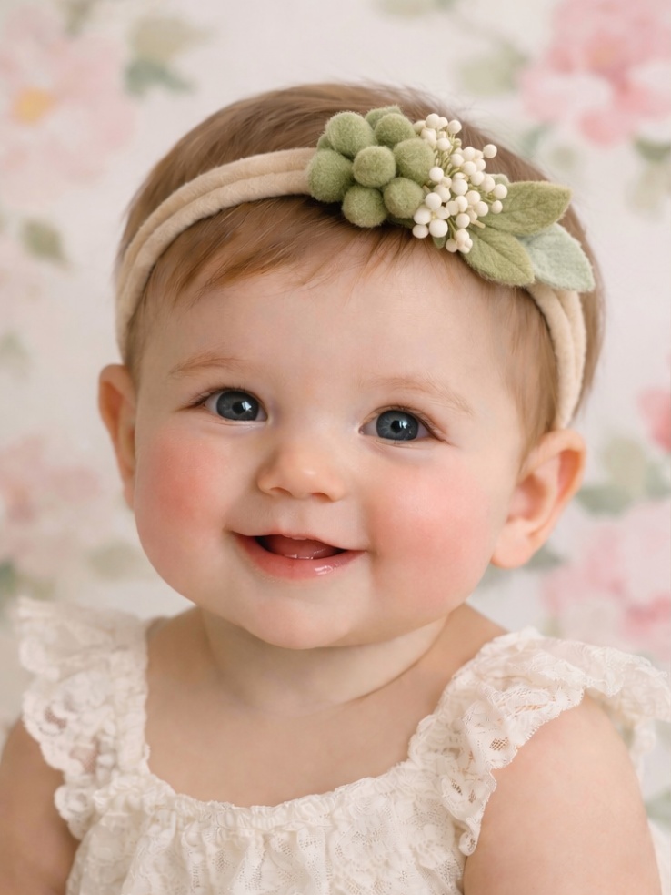 Grüner Beerenzauber Baby-Stirnband