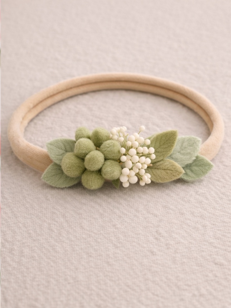 Grüner Beerenzauber Baby-Stirnband