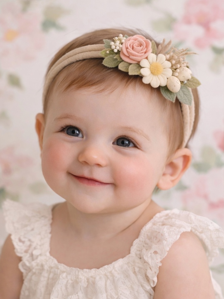 Cinta Floral Rosa y Margarita para Bebé