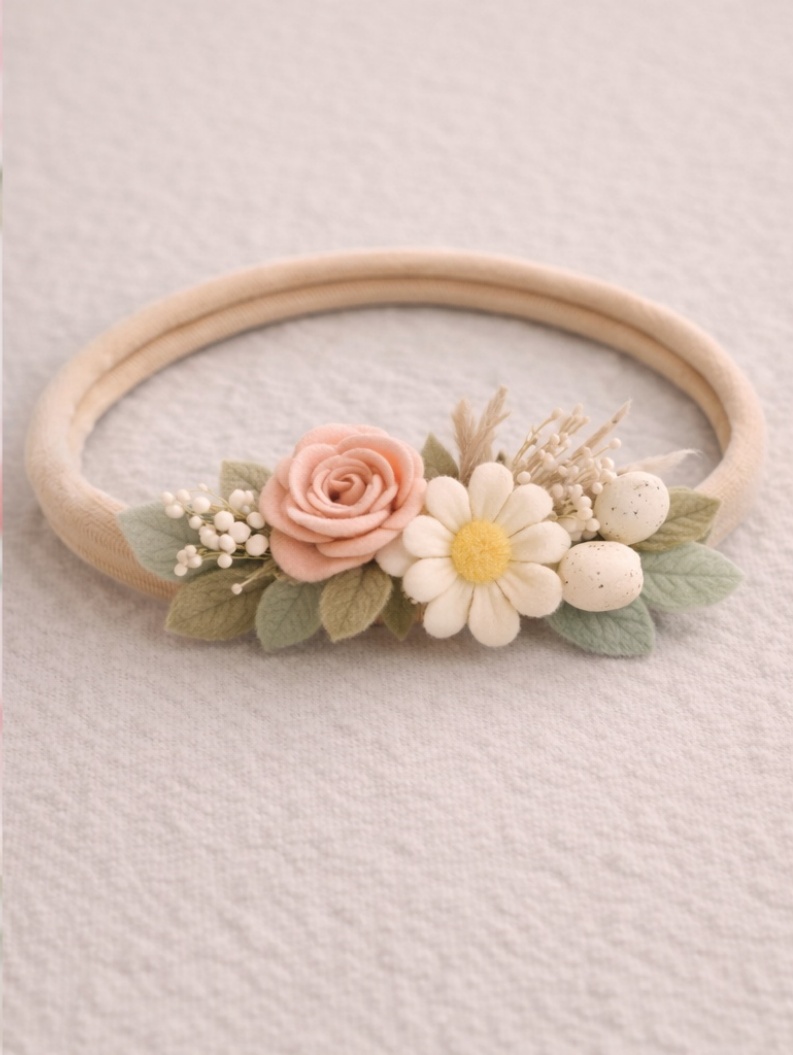 Cinta Floral Rosa y Margarita para Bebé