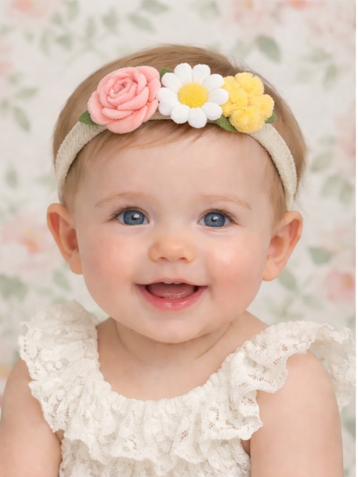 Serre-tête Bébé Rose et Marguerite