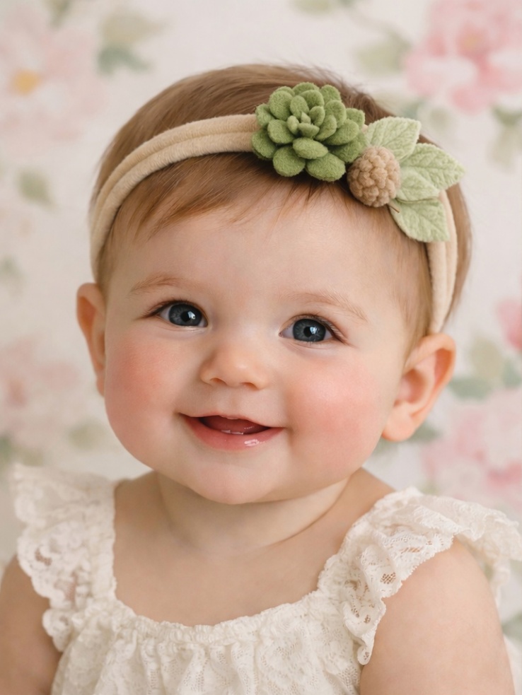 Bentiță pentru Bebeluși cu Suculent Verde