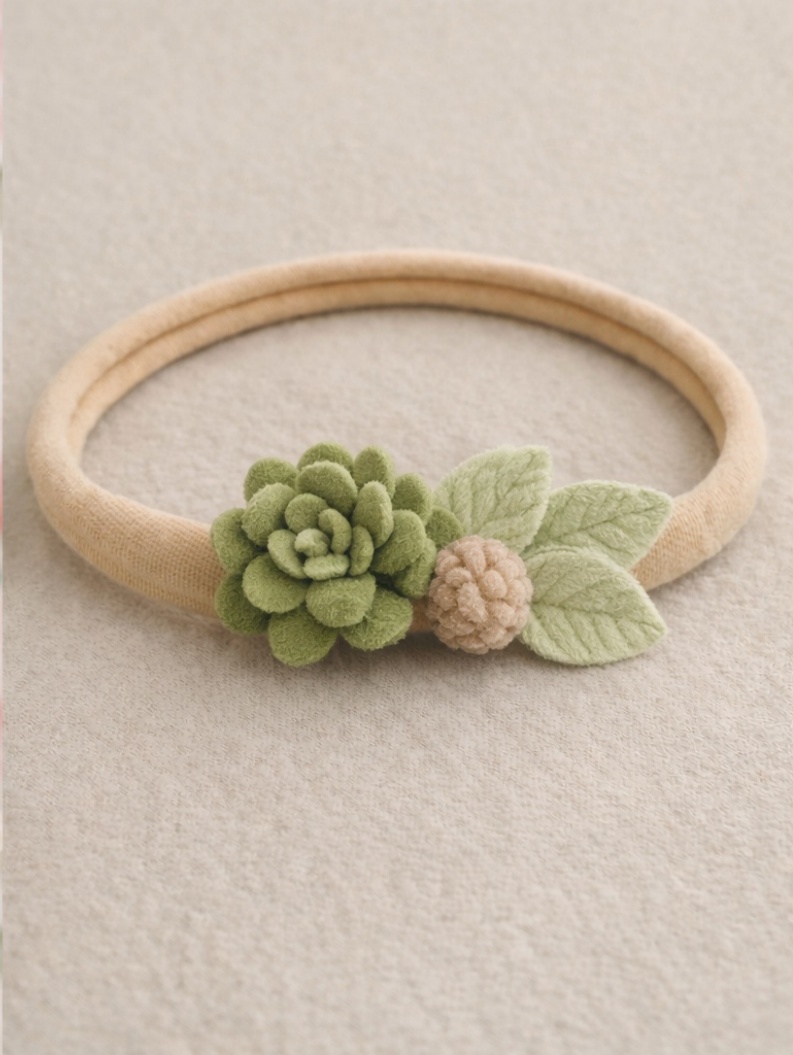 Bentiță pentru Bebeluși cu Suculent Verde