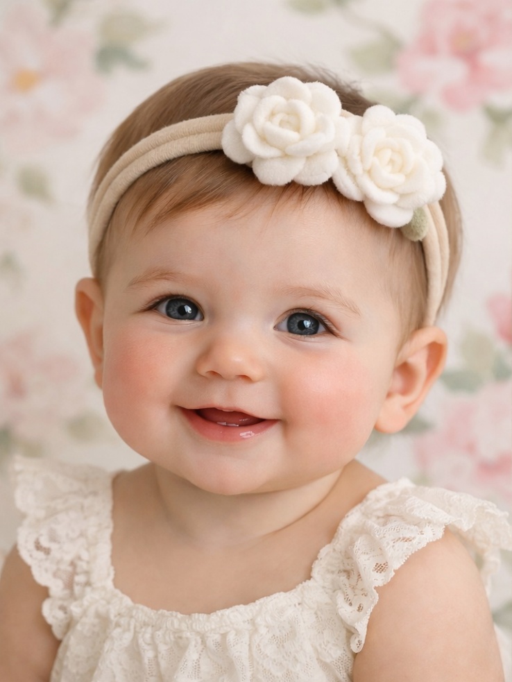 Kahekordse Valge Roosiga Beebipeapael