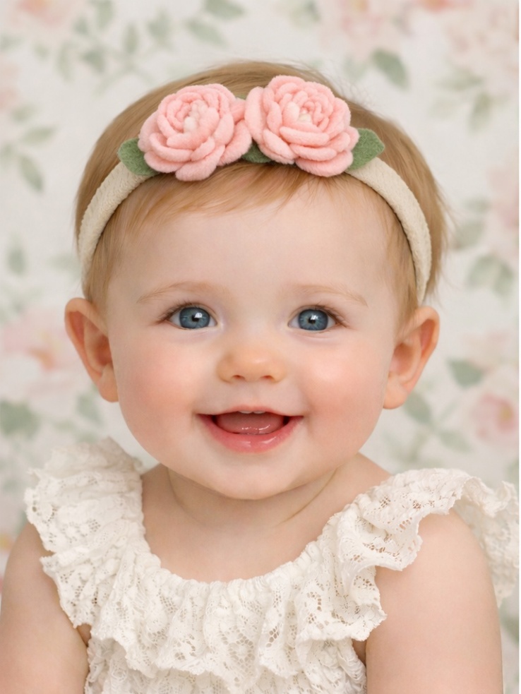 Double Rose Bloom Baby Headband