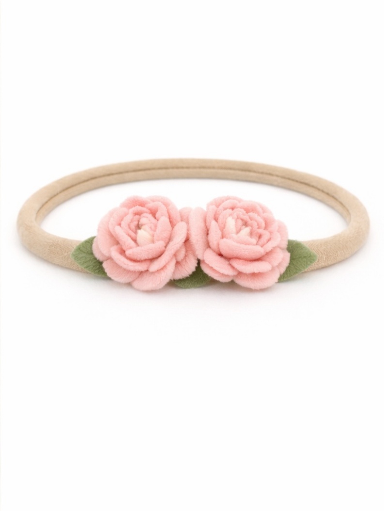 Double Rose Bloom Baby Headband