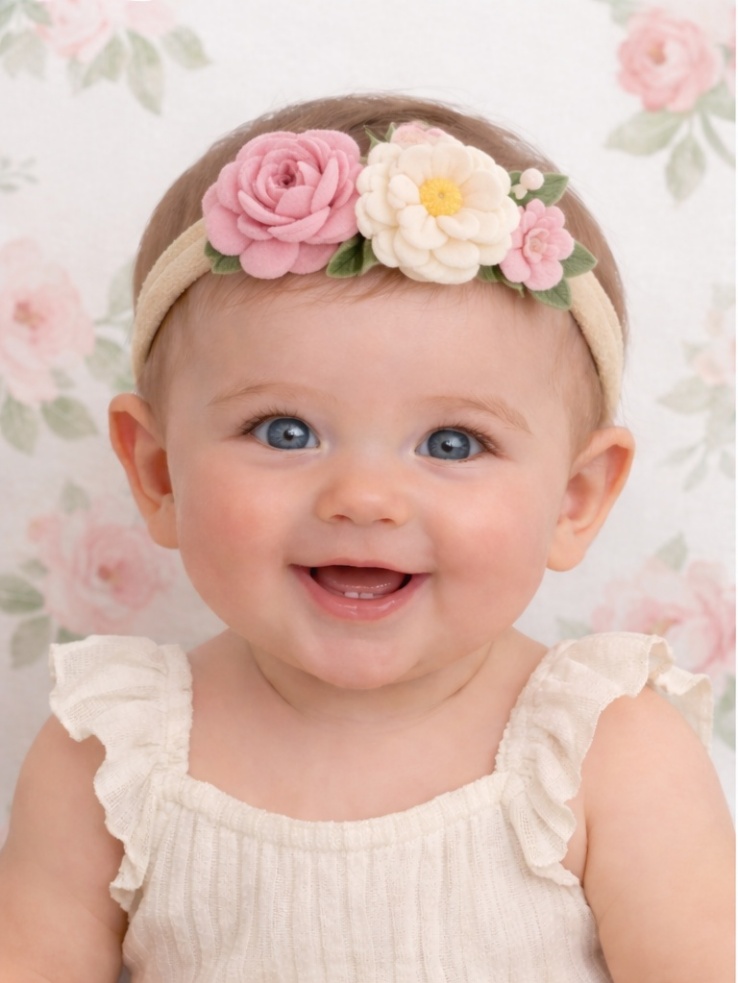 Pure White Rose Baby Headband