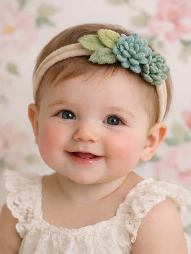 Mint Succulent Baby Headband