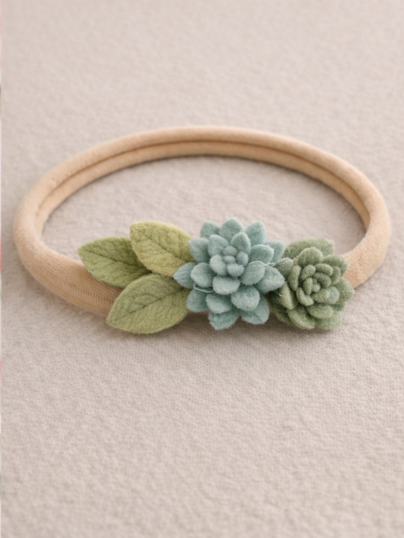 Mint Succulent Baby Headband